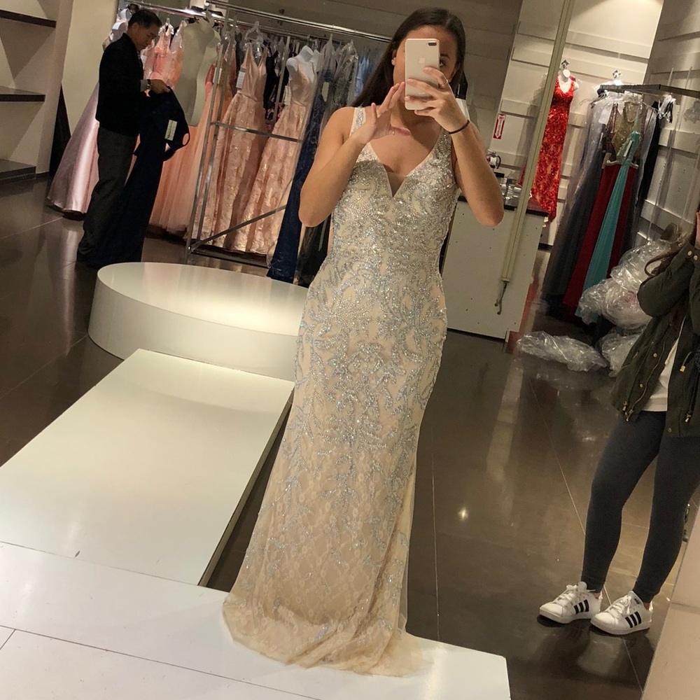 Prom Dress - aria couture tan sparkle